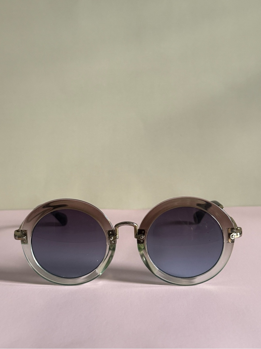 Round Gradient Lens Sunglasses - Purple Frame